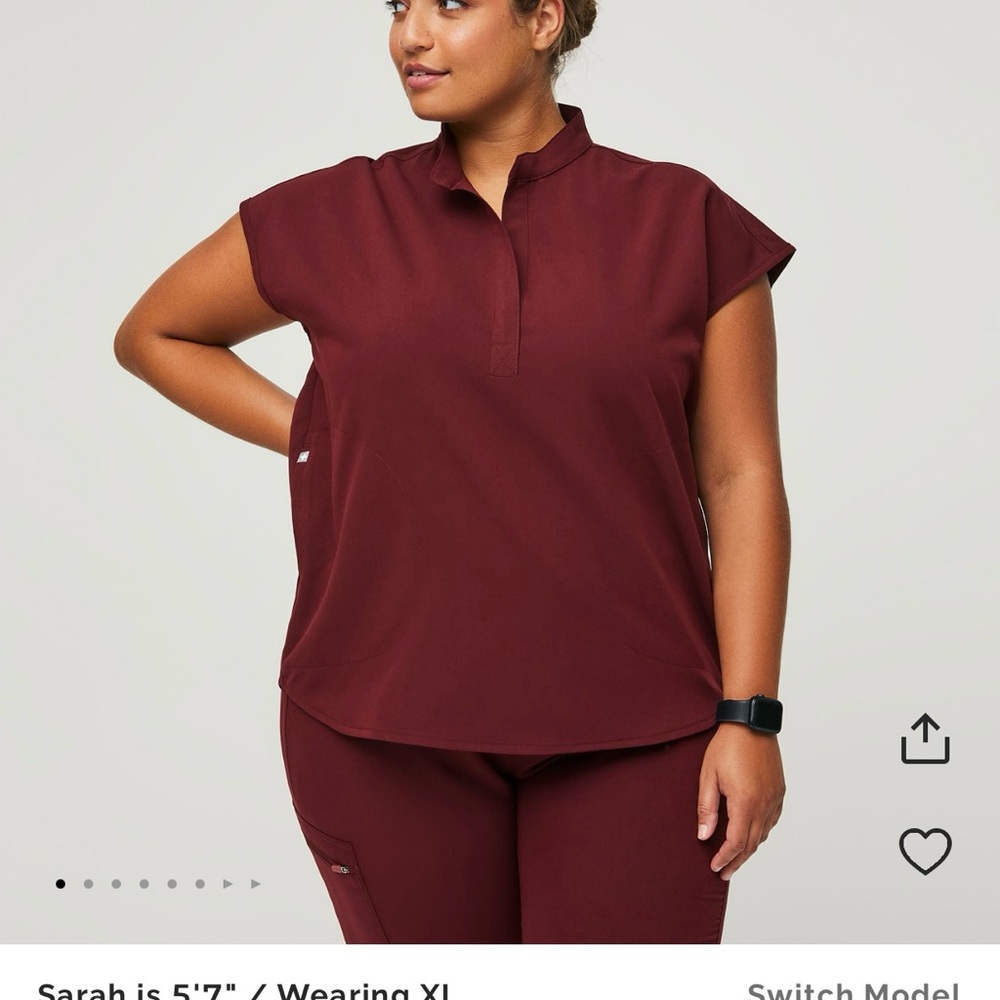 Figs Women's Maroon Blouse - Picture 4 of 4